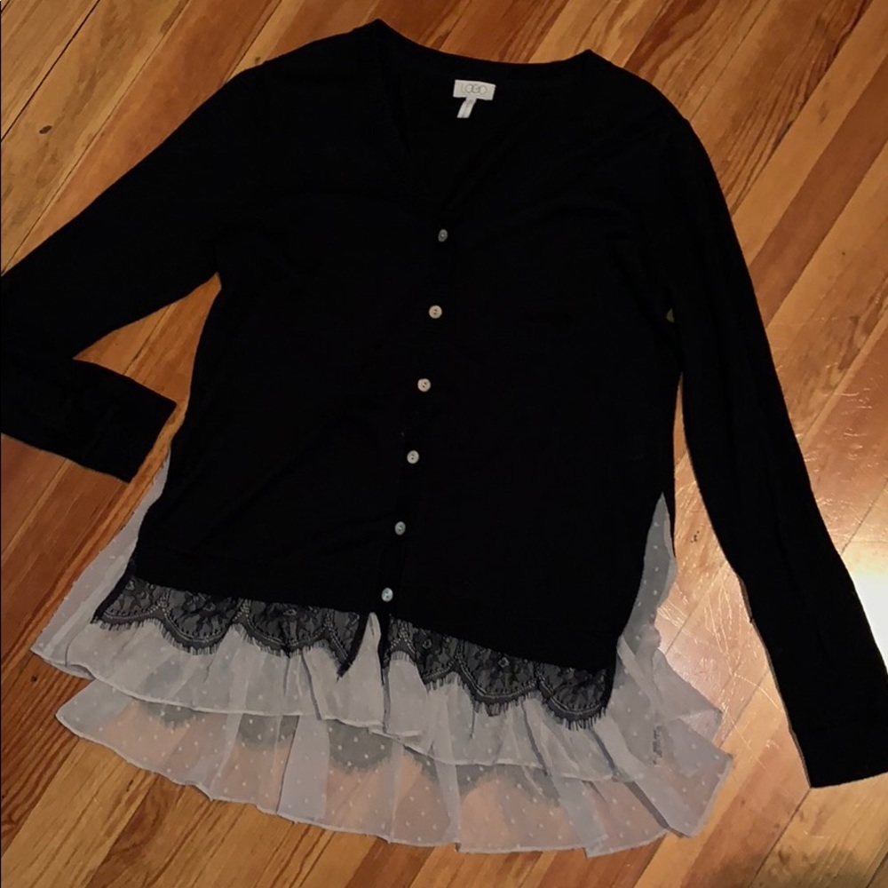 LOGO cardigan w/cashmere and lace!